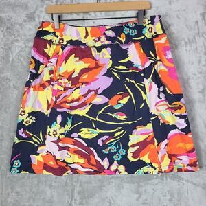 Title Nine Floral Pull On Nylon Skirt Activewear Stretchy Pockets Size L